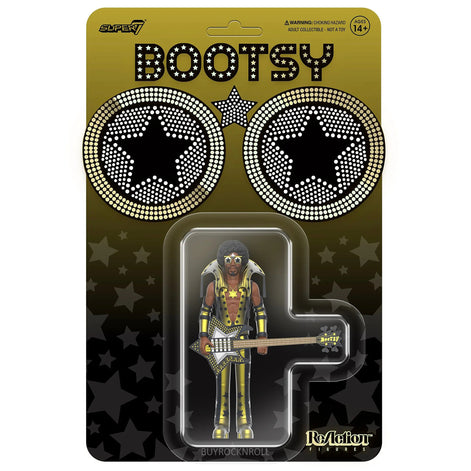 Bootsy Collins Collectible Unpunched Super7 Black and Gold Reaction Figure