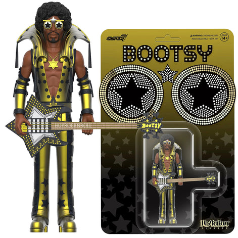 Bootsy Collins Collectible Unpunched Super7 Black and Gold Reaction Figure