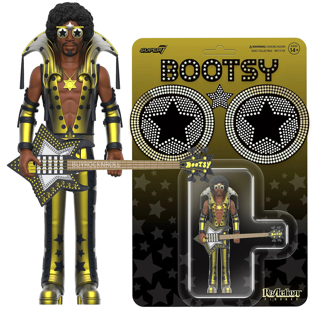 Bootsy Collins Collectible Unpunched Super7 Black and Gold Reaction Figure
