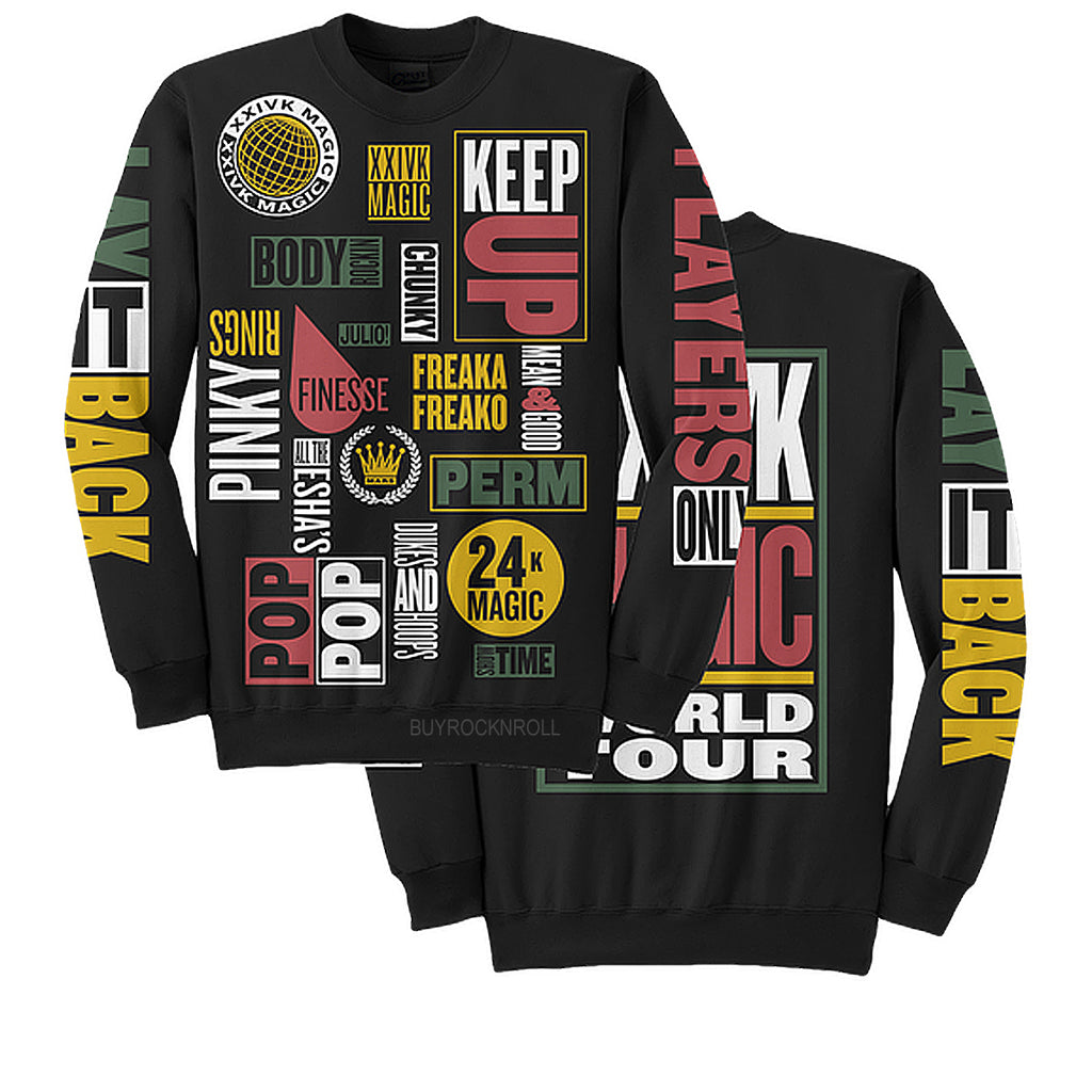 Bruno Mars Collectible 24K Magic World Tour Crewneck Sweatshirt Lg