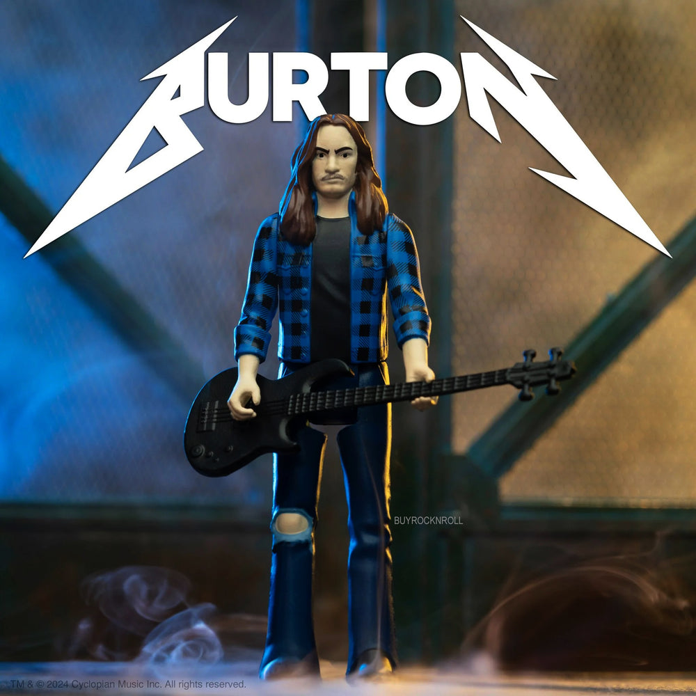 Metallica Collectible 2024 Handpicked Unpunched Super7 Cliff Burton Flannel Reaction Figure