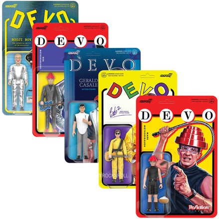 DEVO Collectibles - Super7 Reaction Figure Set of 5 - Gerald Casale Mark Mothersbaugh Bob2 Bob M Booji Boy