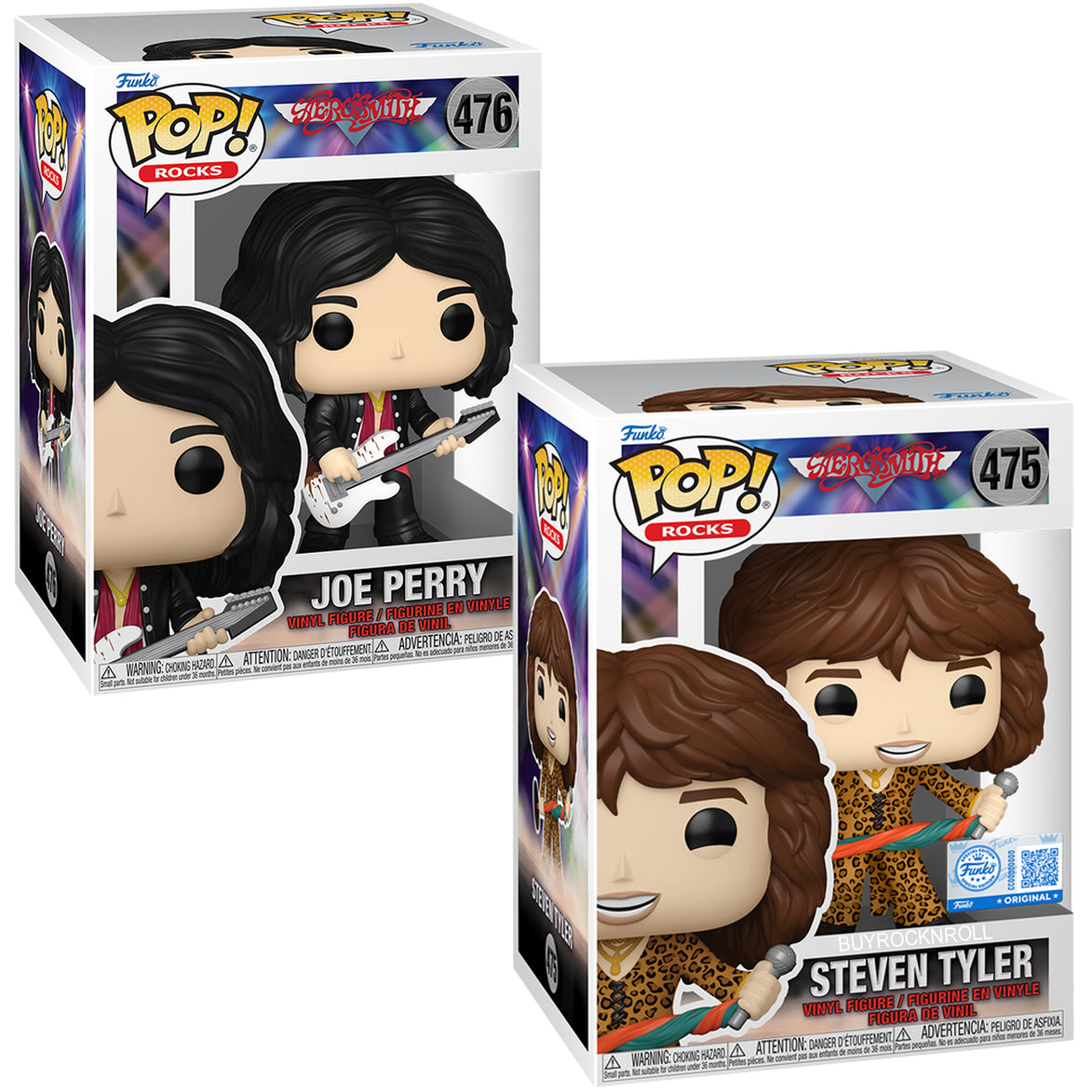 Aerosmith 2025 Funko Pop Rocks Steven Tyler Exclusive #476 Joe Perry #476 Set NM/MT