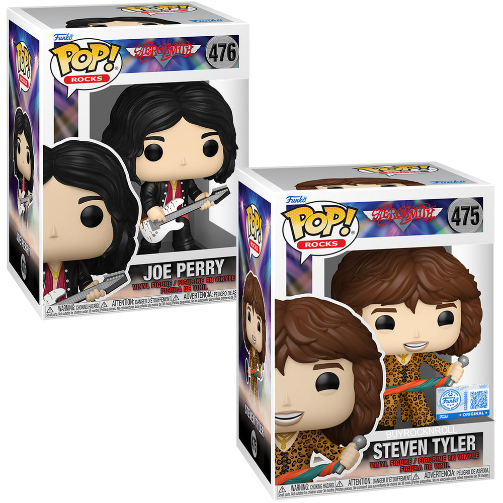 Aerosmith 2025 Funko Pop Rocks Steven Tyler Exclusive #476 Joe Perry #476 Set NM/MT