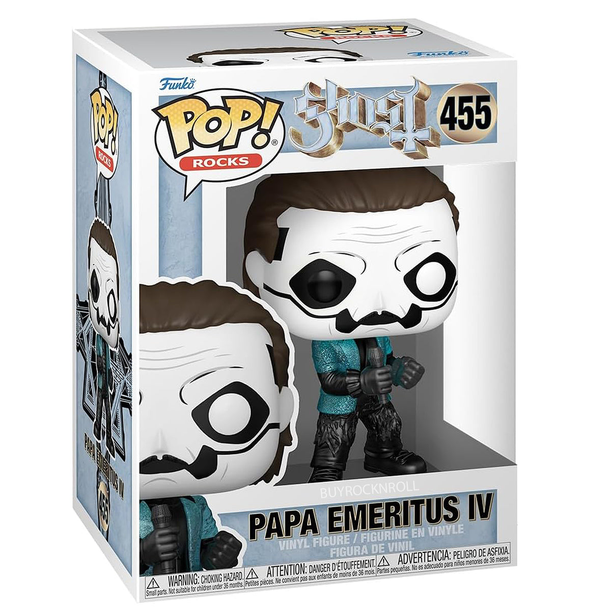 Ghost Collectible 2025 Funko Pop Rocks Papa Emeritus IV Blue Jacket Glitter #455 NM/MT