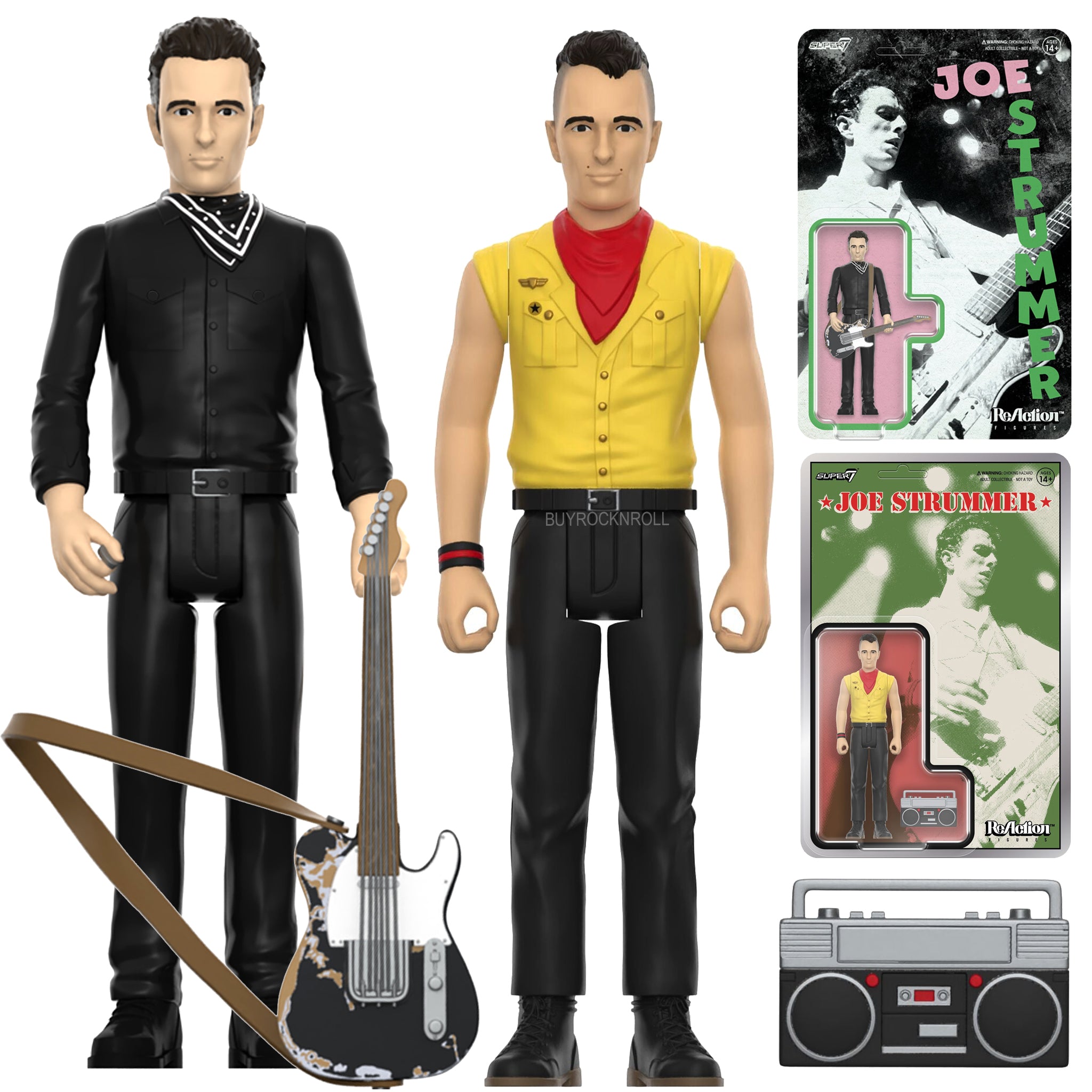 The Clash Collectible 2023 / 2024 Super7 Joe Strummer Reaction Figures Set of 2