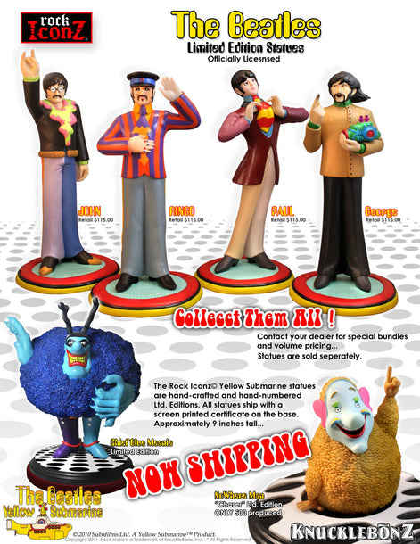 The Beatles 2011 Knucklebonz Rock Iconz Yellow Submarine Band Member Statue Set of 4