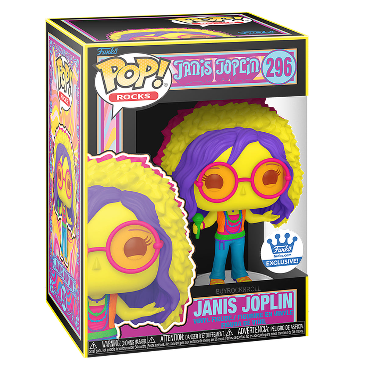 Janis Joplin Collectible 2023 Funko Pop Rocks 'Back Light' #296 Figure Exclusive