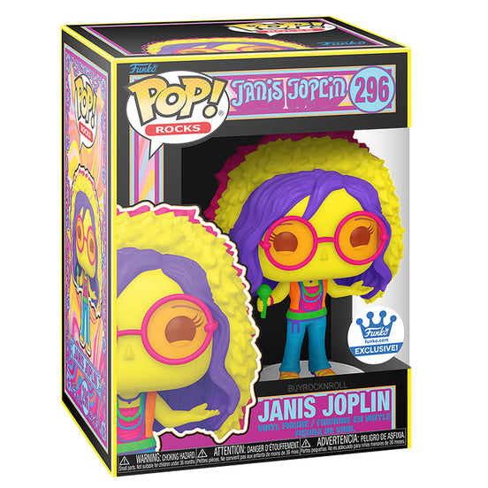 Janis Joplin Collectible 2023 Funko Pop Rocks 'Back Light' #296 Figure Exclusive