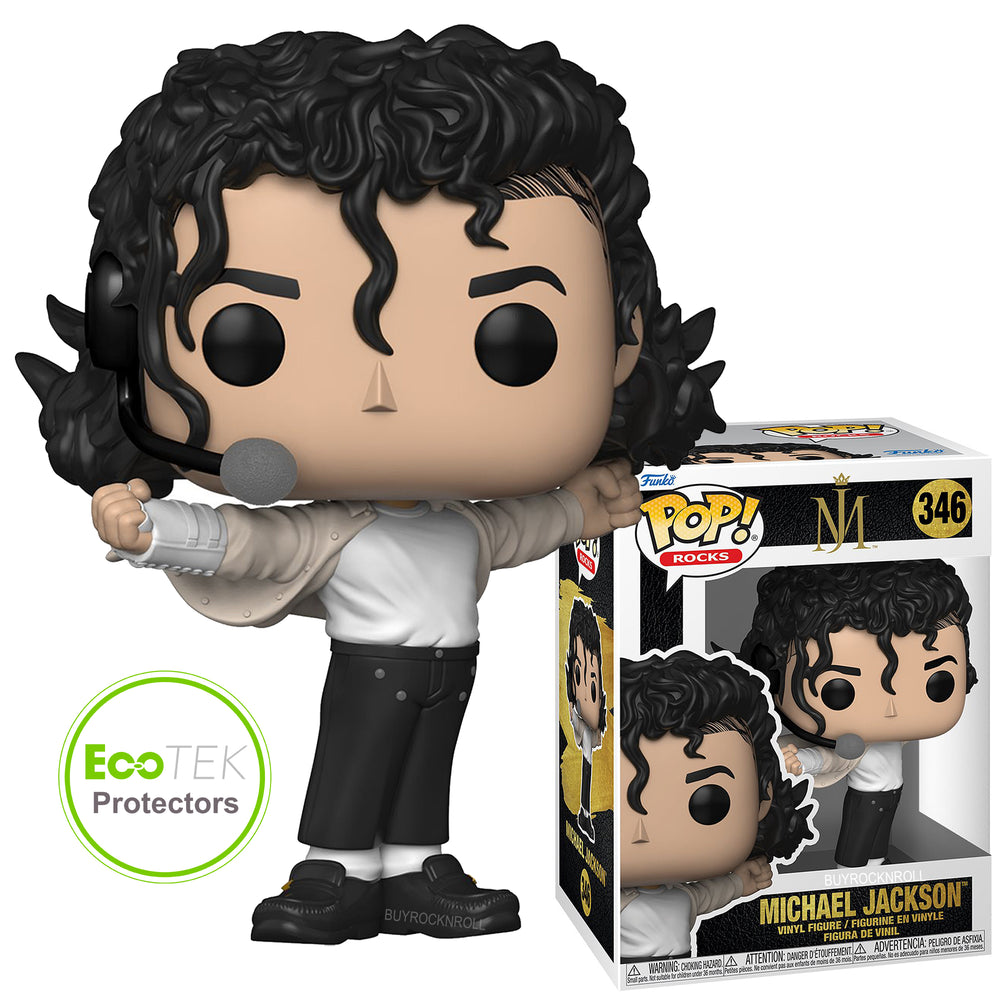 Michael Jackson 2023 Funko Pop Rocks Super Bowl Figure #346 In EcoTek Protector