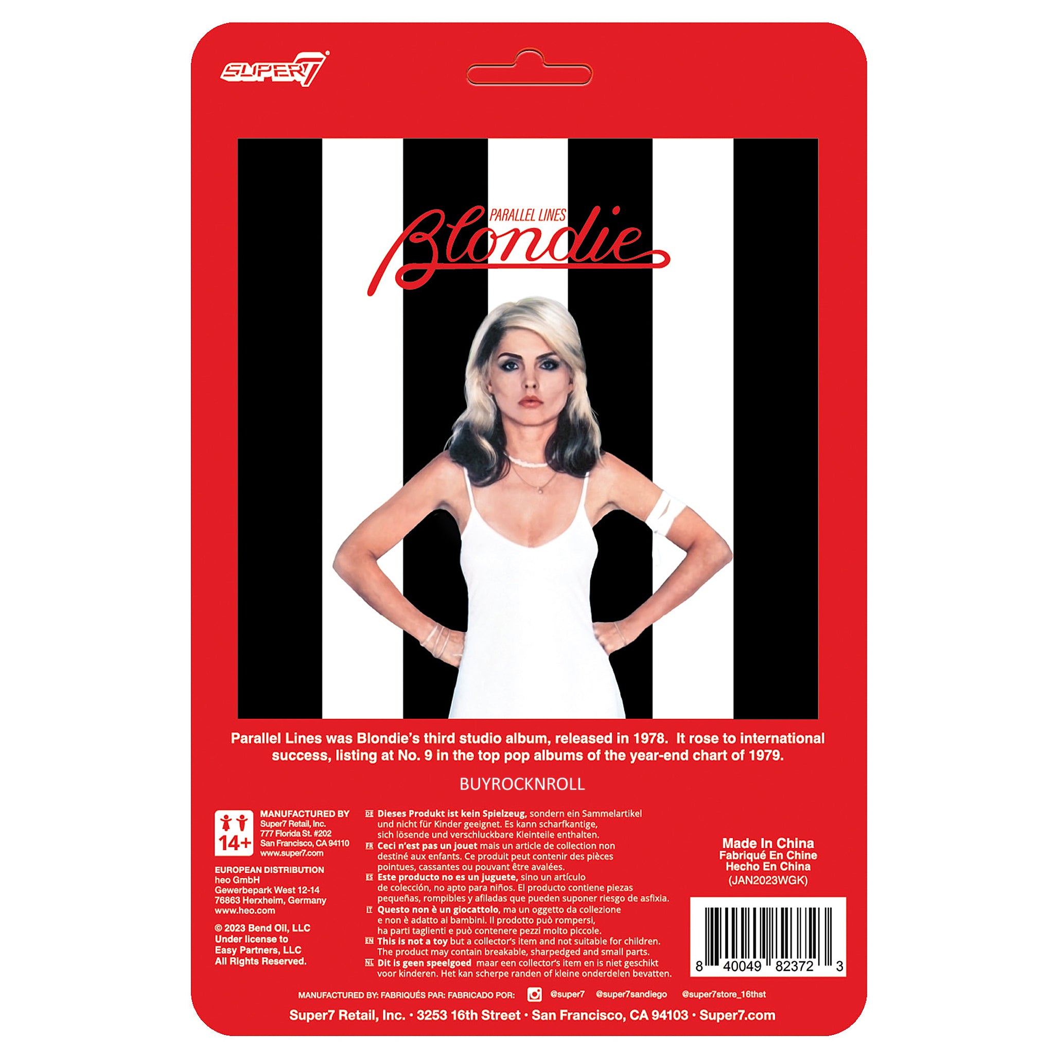 Blondie 2023 Collectible Super7 Punk-Rocker Debbie Harry Parallel Lines Reaction Figure
