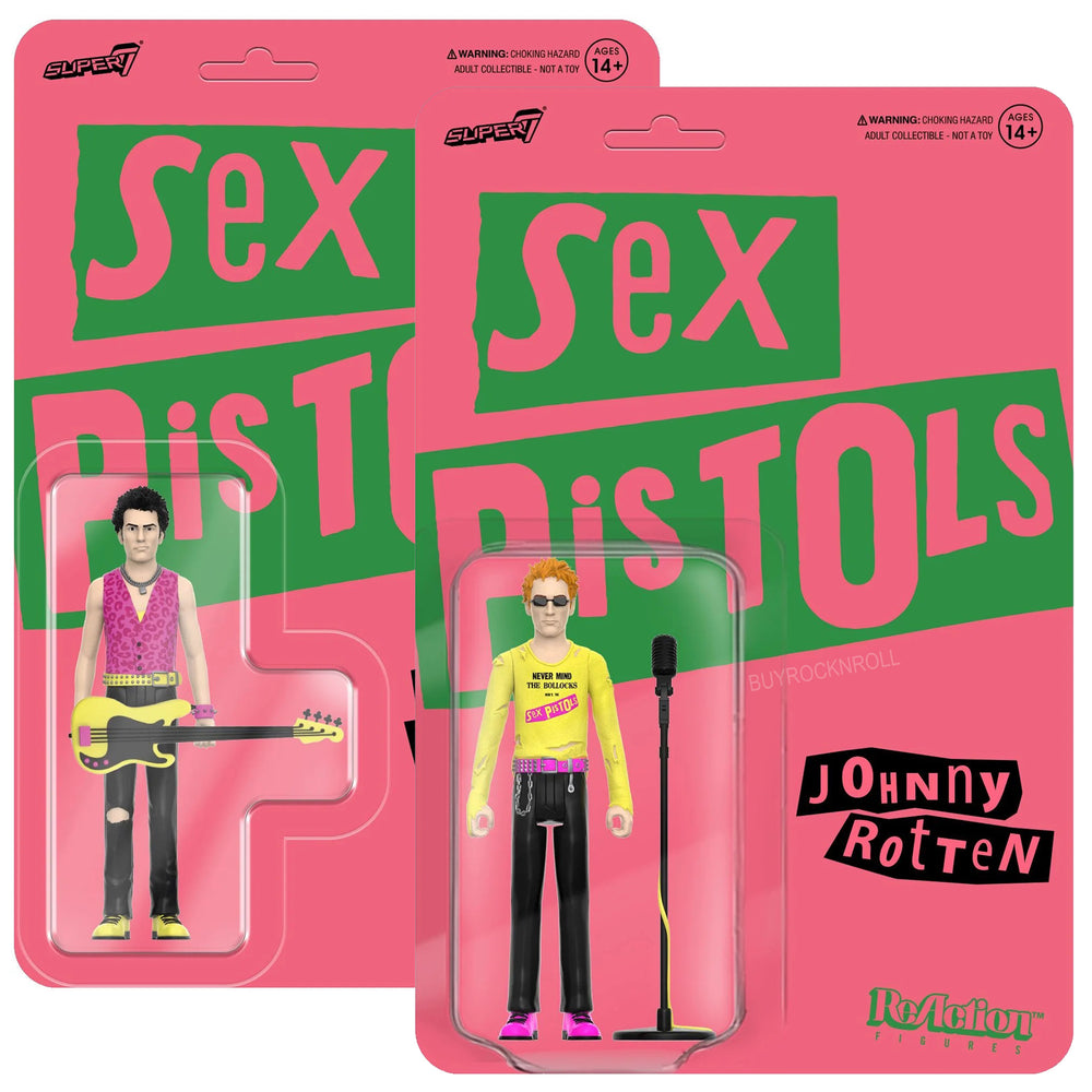 Sex Pistols 2023 Super7 Never Mind The Bollocks Reaction Figures Johnny Rotten Sid Viscious NM-MT