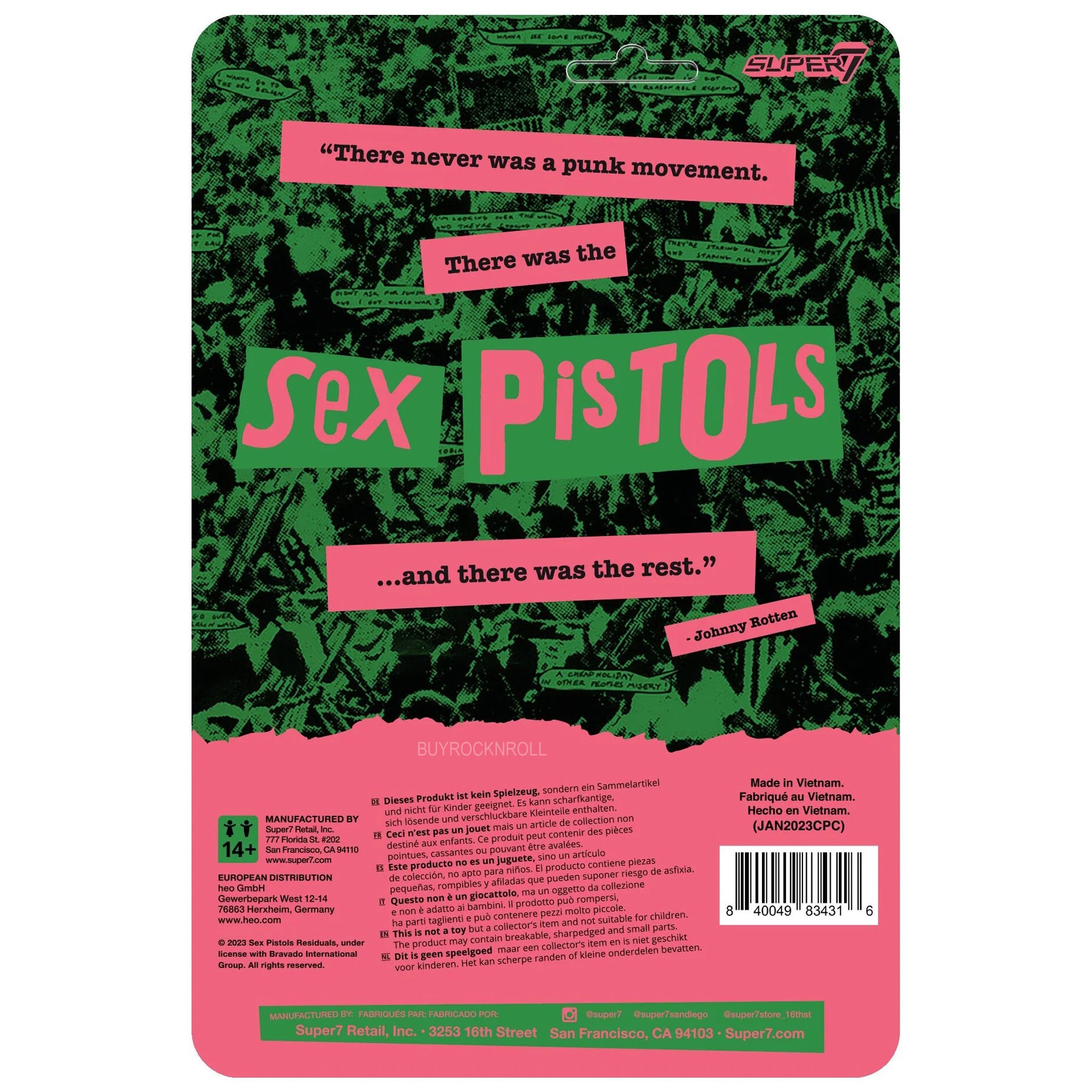 Sex Pistols 2023 Super7 Never Mind The Bollocks Reaction Figures Johnny Rotten Sid Viscious NM-MT