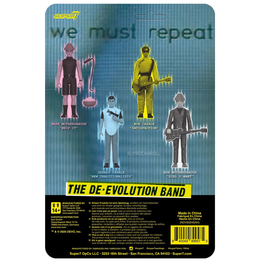 DEVO Super7 Reaction Figure Set of 5 -Gerald Casale Mark Mothersbaugh Bob2 Bob M Booji Boy