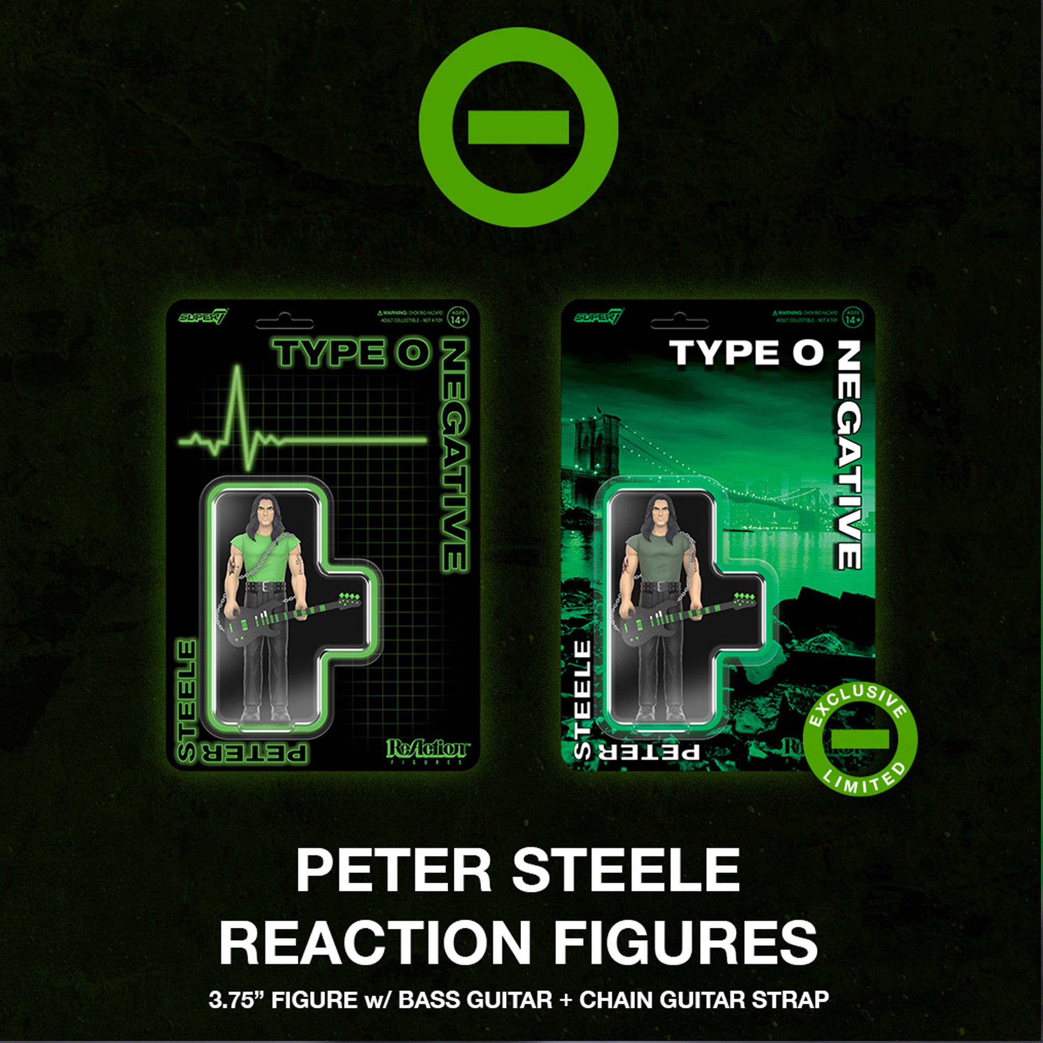 Type O Negative 2024 Super7 Exclusive Unpunched ReAction Peter Steele World Coming Down 25th Anniversary Figure