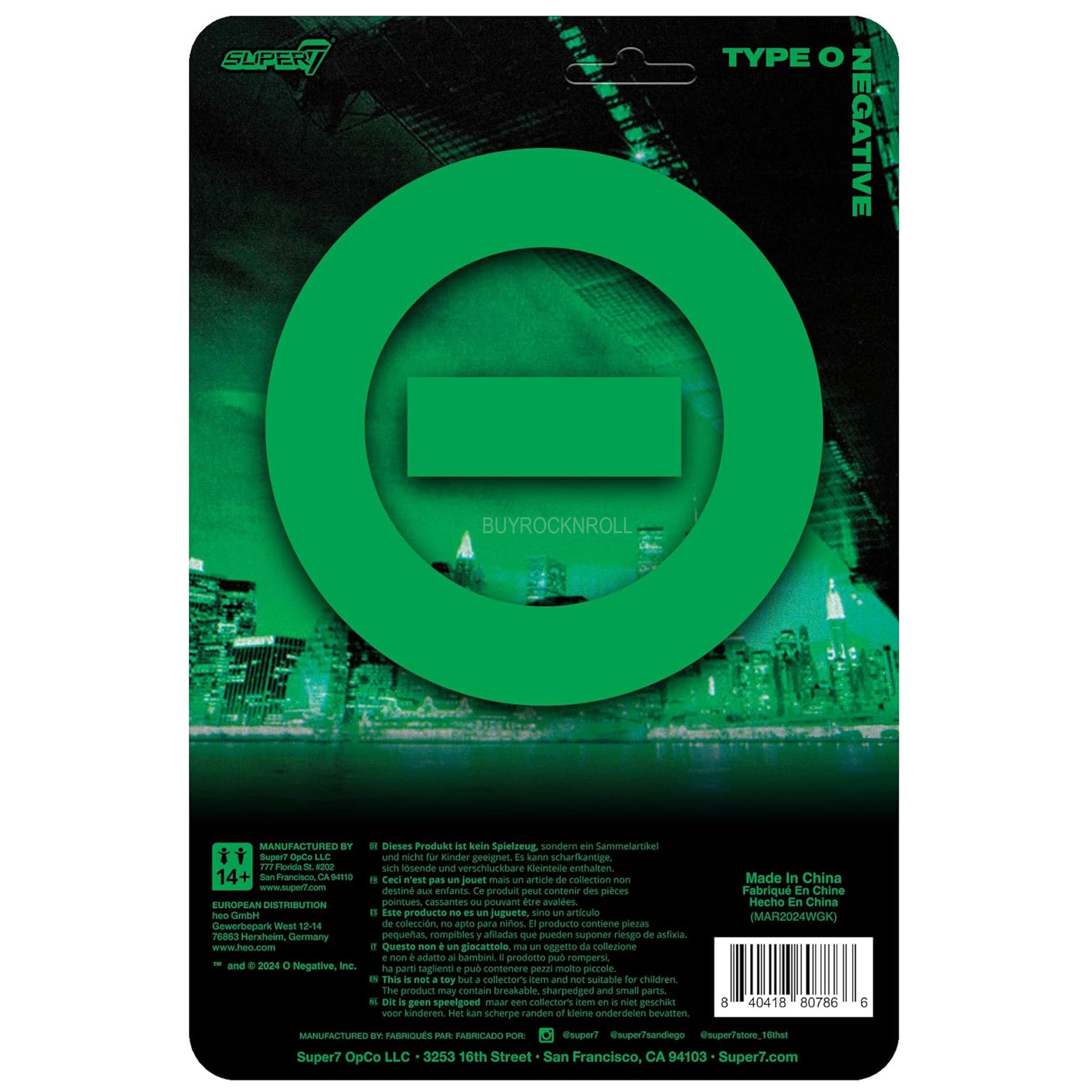 Type O Negative 2024 Super7 Exclusive Unpunched ReAction Peter Steele World Coming Down 25th Anniversary Figure
