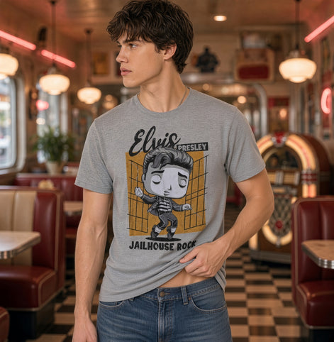 New Funko Pop Rocks Tees Elvis Jailhouse Rock Size L Deadstock T-Shirt