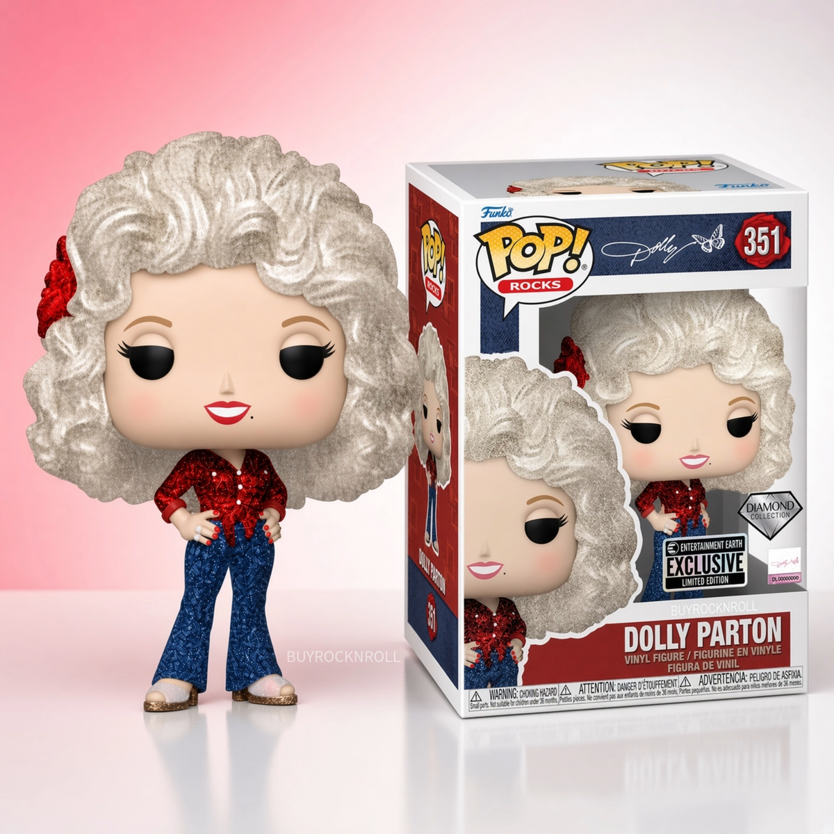 New Dolly Parton Collectible Funko Pop Rocks Diamond 1977 Tour Figure #351 NM-MT