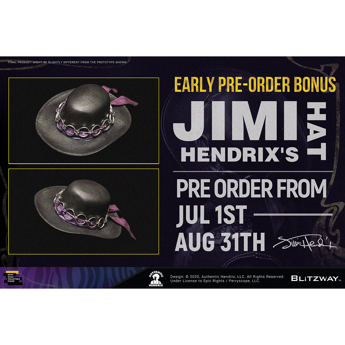 SOLD OUT! Jimi Hendrix Collectible 2020 Blitzway Premium UMS 1/6th Scale Action 12