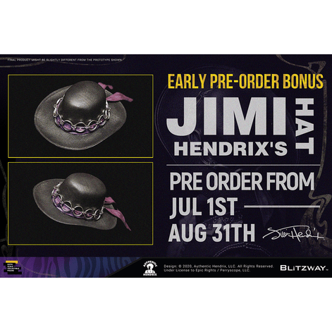 SOLD OUT! Jimi Hendrix Collectible 2020 Blitzway Premium UMS 1/6th Scale Action 12" Figure