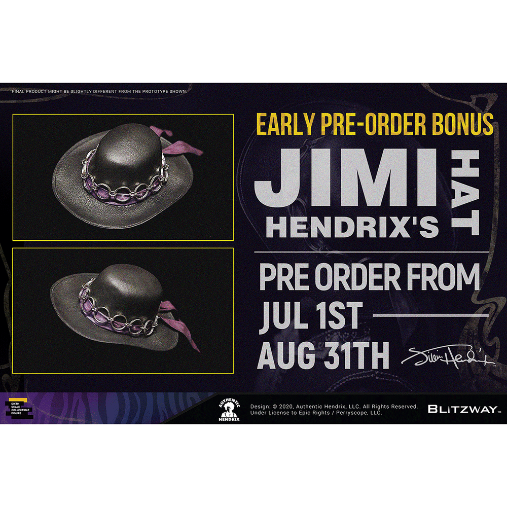 SOLD OUT! Jimi Hendrix Collectible 2020 Blitzway Premium UMS 1/6th Scale Action 12" Figure