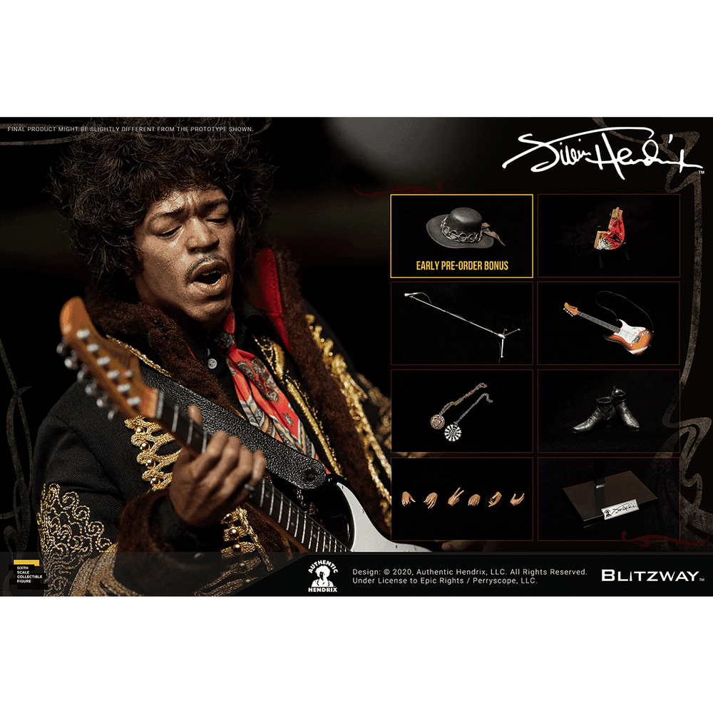 SOLD OUT! Jimi Hendrix Collectible 2020 Blitzway Premium UMS 1/6th Scale Action 12" Figure