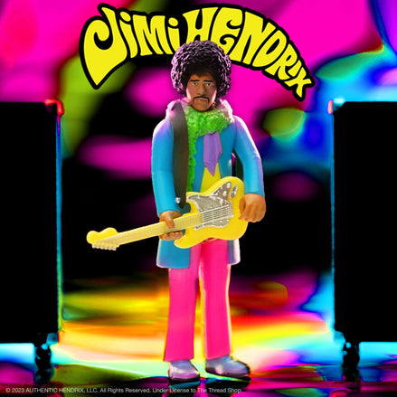 Jimi Hendrix 2023 Super7 Reaction Blacklight Figure Are You Experienced Flocked Card EX/NM