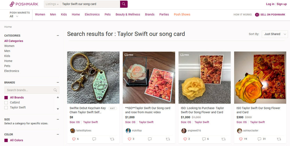 Rare 2019 Taylor Swift 'Our Song' Music Video Prop -Silk Rose Flower & Valentine Photo Card