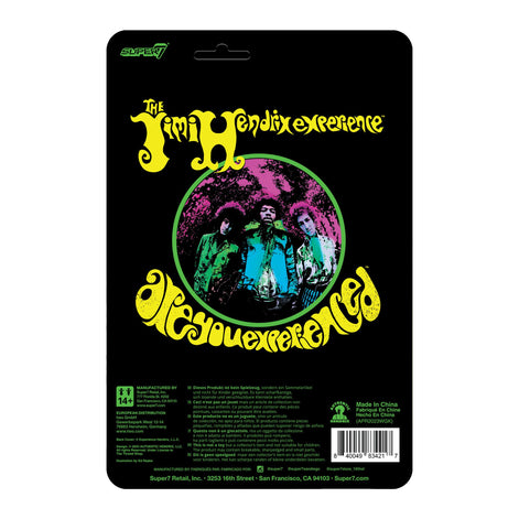 Jimi Hendrix 2023 Super7 Reaction Blacklight Figure Are You Experienced Flocked Card EX/NM