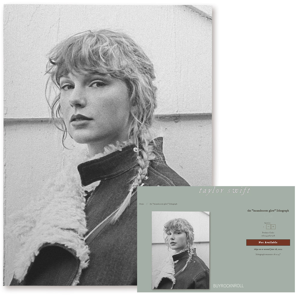 Taylor Swift Online Store 2022 Merchandise:Evermore Incandescent Glow Lithograph