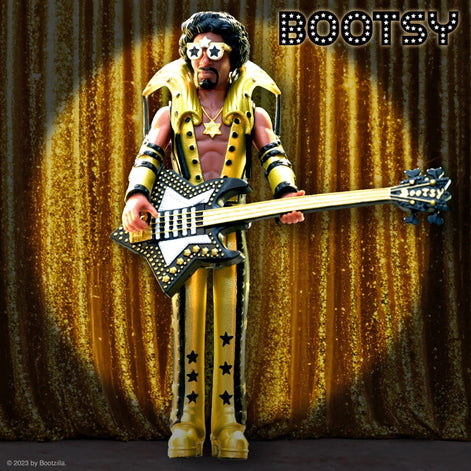 Bootsy Collins Unpunched Super7 Reaction Figure Set Black/Red, Black/Gold, Glow