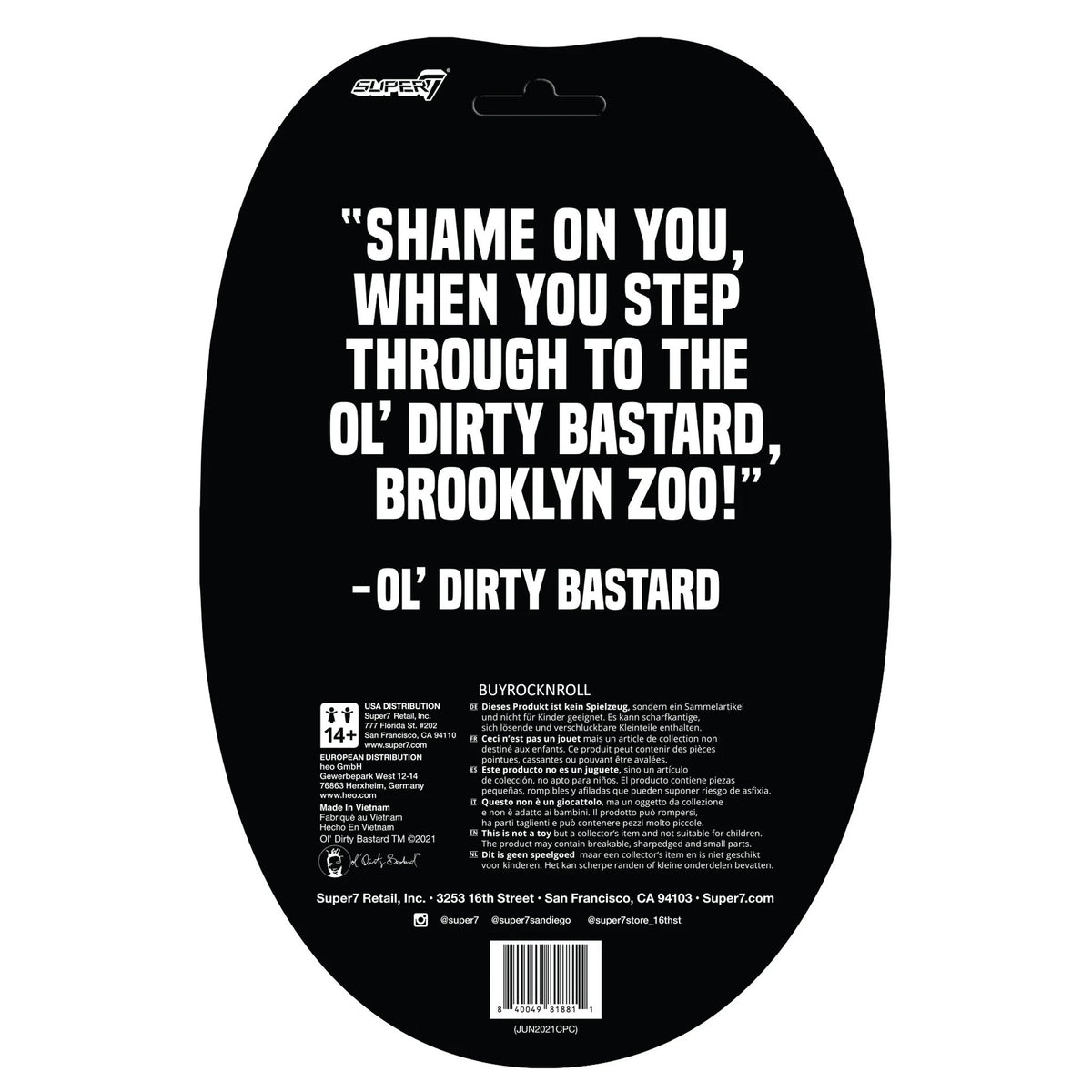 Archived - Ol' Dirty Bastard Collectible 2022 Super7 ODB Reaction Figure Brooklyn Zoo