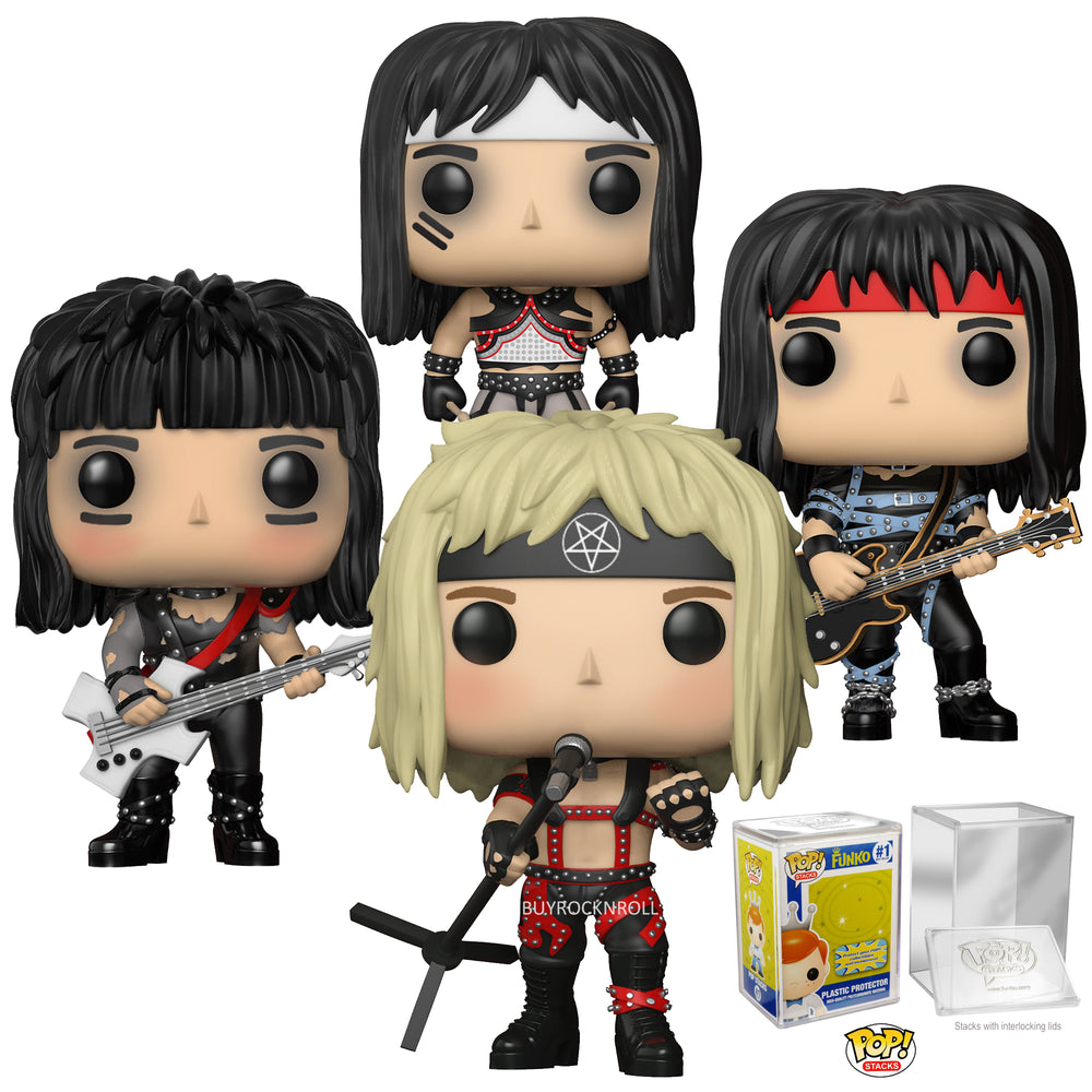 SOLD OUT! Motley Crue Collectible 2018 Handpicked Funko Pop! Rocks 4 Figure Set in Funko Stacks Cases