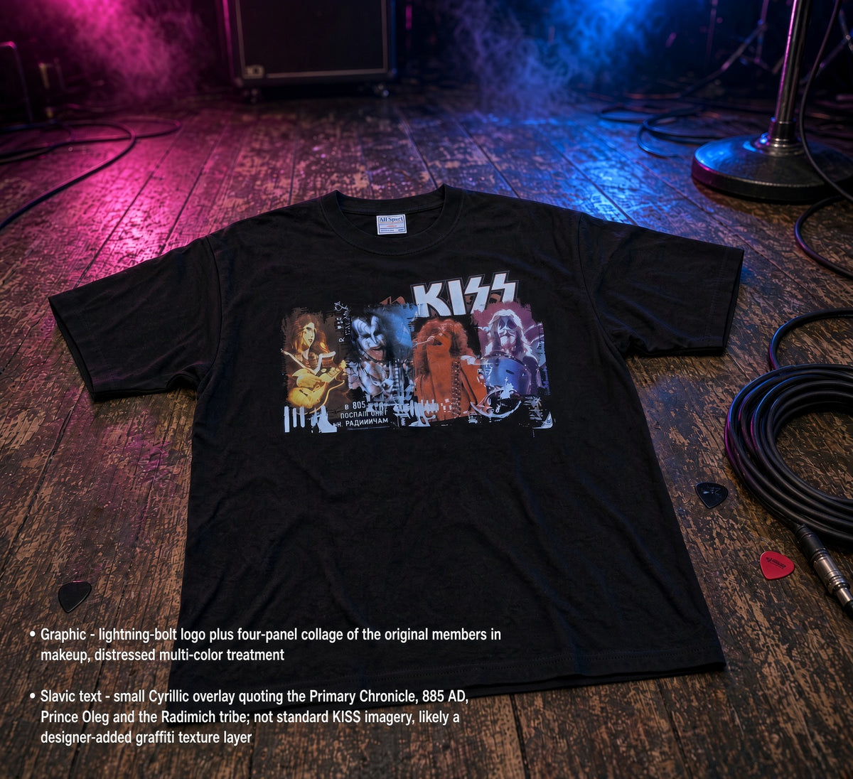 New 2001 KISS Catalog All Sport Tee Size L Original Members Collage Deadstock