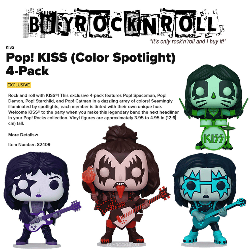 KISS Collectible 2025 Funko Pop! Rocks Color Spotlight 4-Pack