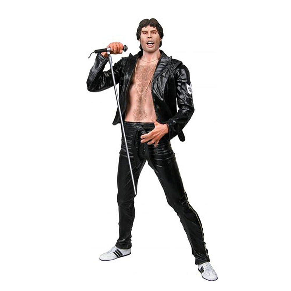 Queen Collectible 2006 NECA Freddie Mercury 7-inch Figure - 1970's Leather Look - Corner Dented Blister