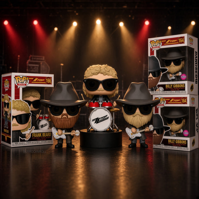 New ZZ Top Funko Pop Rocks Set #164 #165 #166 NM/MT in Acrylic Protectors