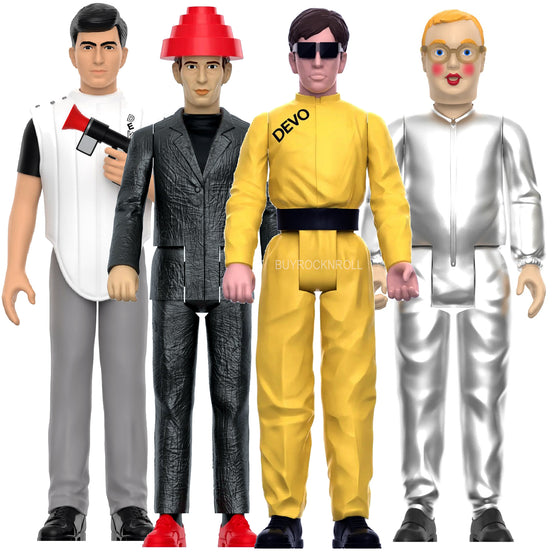 DEVO Super7 Reaction Figure Set-Gerald Casale Mothersbaugh Bob2 Booji Boy NM-MT