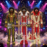 Bootsy Collins Unpunched Super7 Reaction Figure Set Black/Red, Black/Gold, Glow