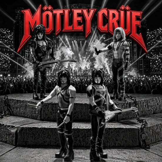 Motley Crue Collectible 2025 Super7 Reaction Wave 2 Figure Set NM/MT Unpunched Cards