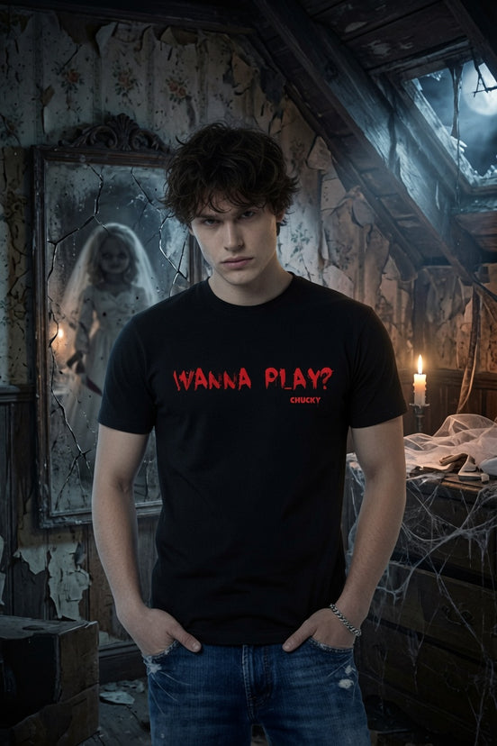 Bride of Chucky Wanna Play? T-Shirt Size Medium (Halloween Costume) 24/26