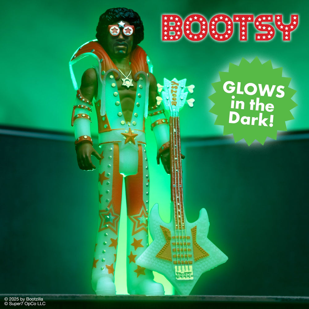 Bootsy Collins Collectible Unpunched Super7 Glow in the Dark Reaction Figure