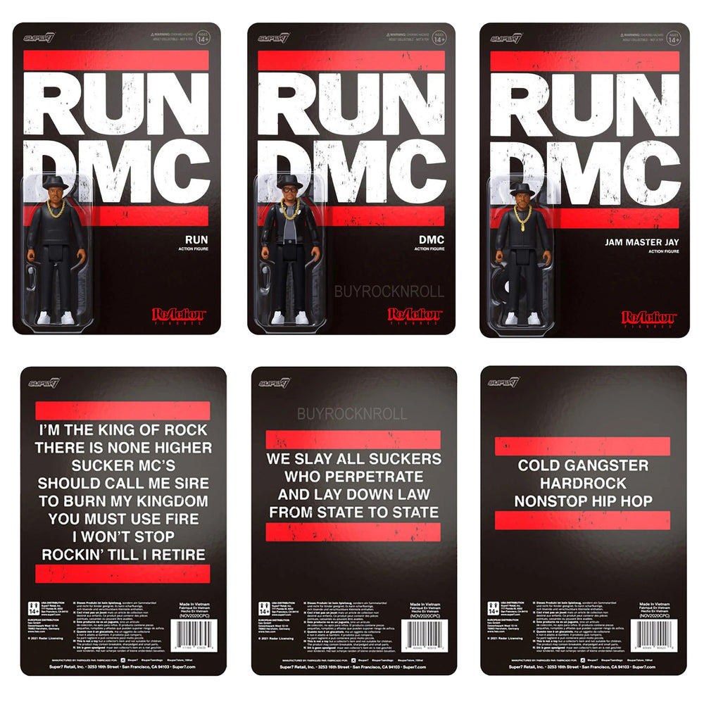 RUN DMC Collectible 2022 Handpicked Super7 RUN DMC ReAction 3/34" Figures Set