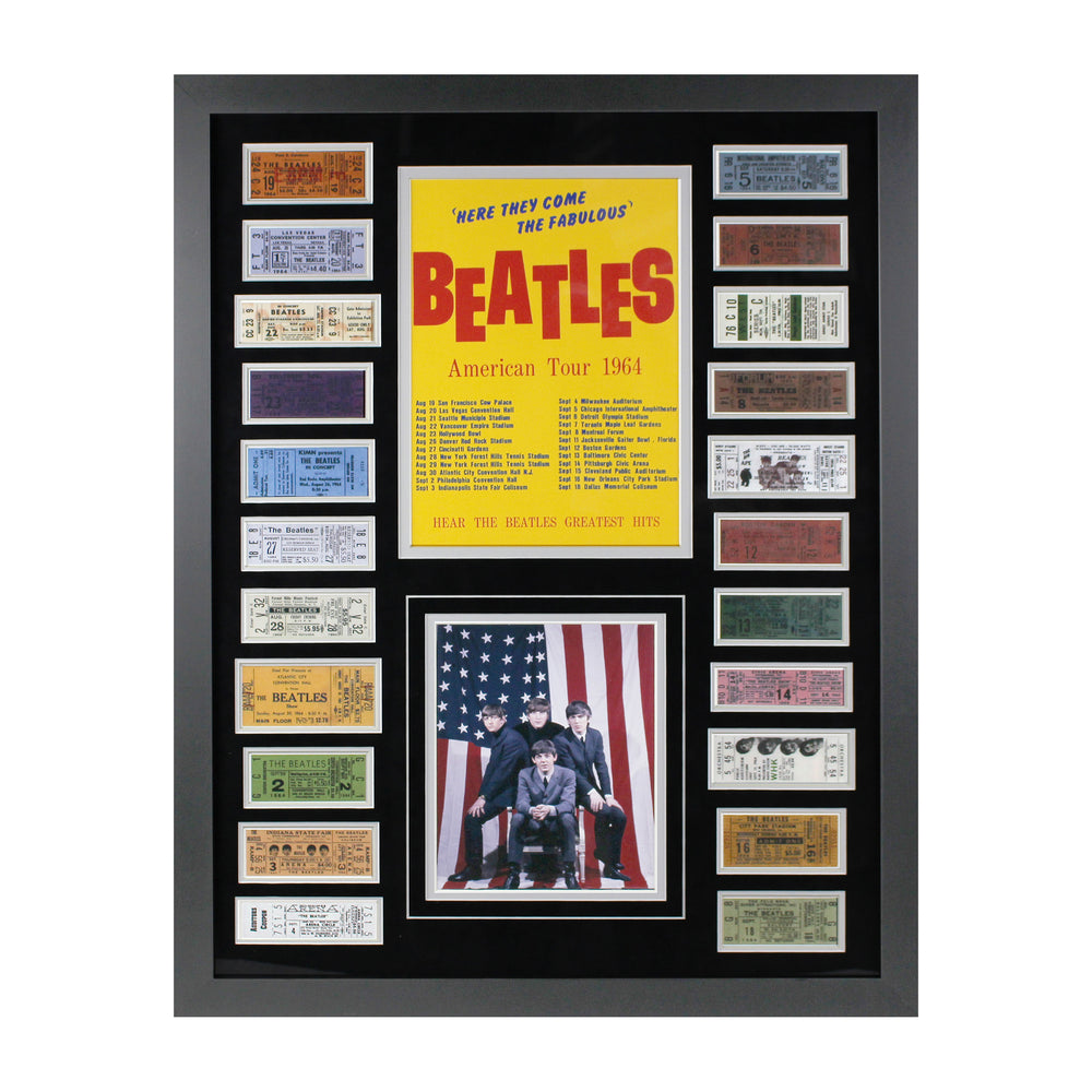 SOLD OUT! The Beatles Collectible - American Tour 1964 Ticket Collage Framed 26 x 32