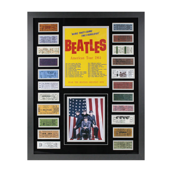 SOLD OUT! The Beatles Collectible - American Tour 1964 Ticket Collage Framed 26 x 32