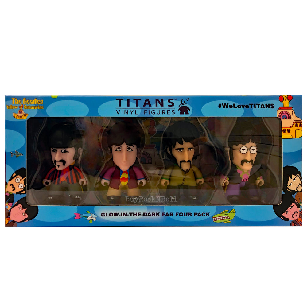 SOLD OUT! Beatles Collectible - 2019 Titans Yellow Submarine Glow in the Dark 3" Fab Four Pack Figures