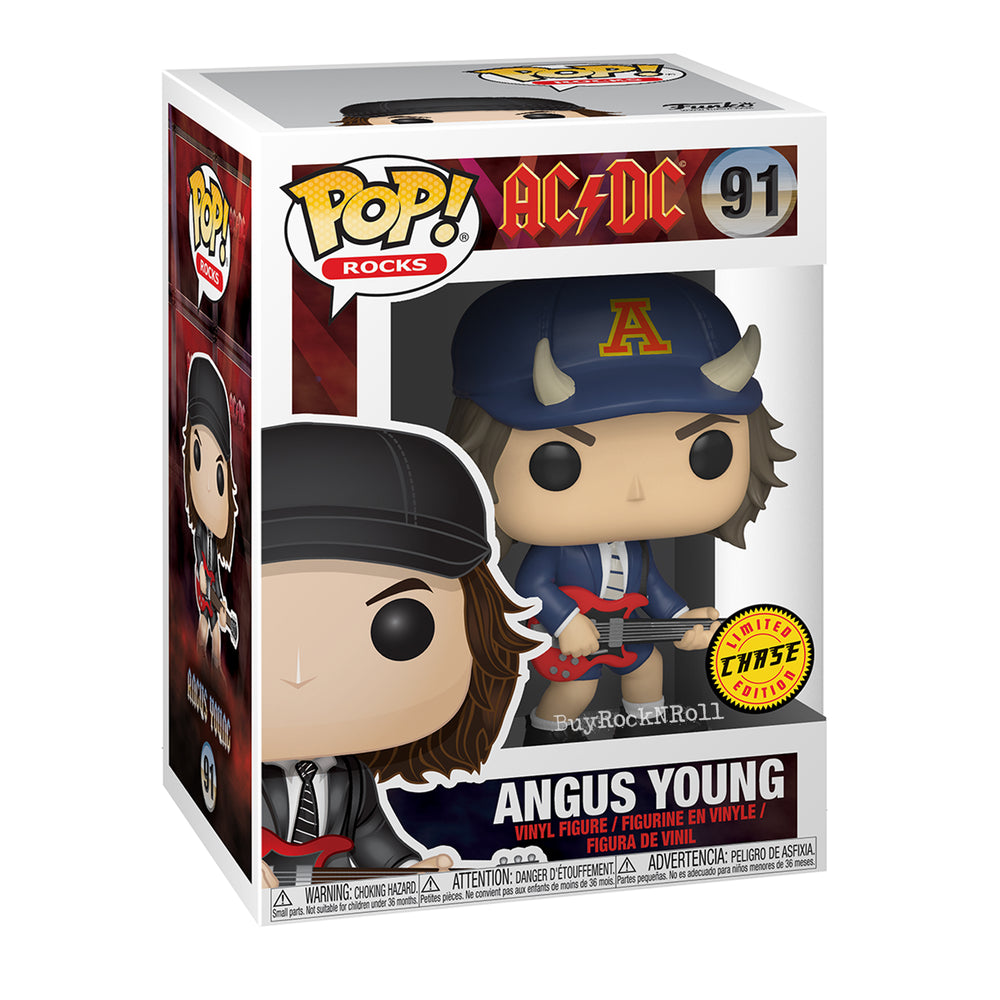 AC/DC 2019 Funko Pop! Rocks Angus Young Chase Figure #91 in Stacks Display Case