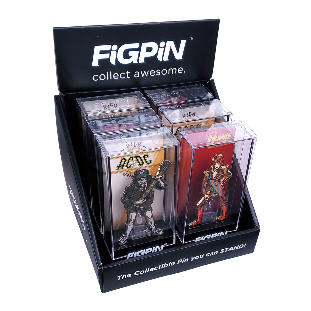 FiGPiN Collectors Retail Display Case - Holds 6 FiGPiNs (AC/DC KISS David Bowie)