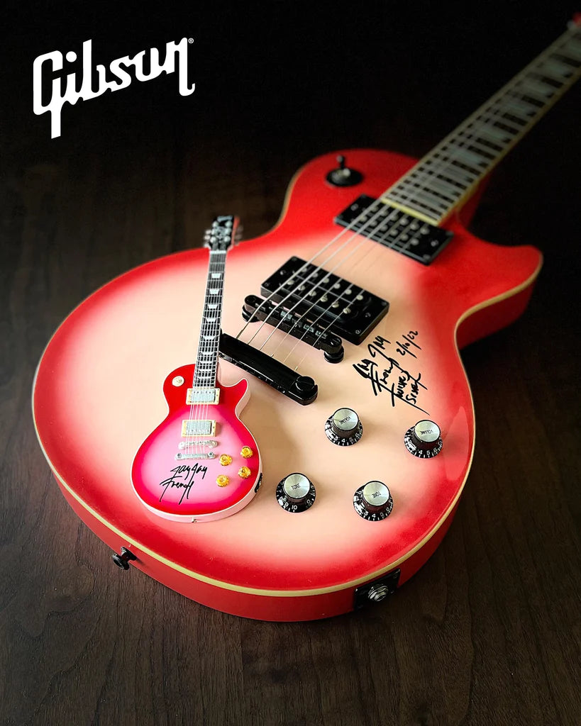 Twisted Sister Collectible 2022 Jay Jay French Signed Real Gibson Les Paul Pinkburst 1:4 Scale Mini Guitar Model