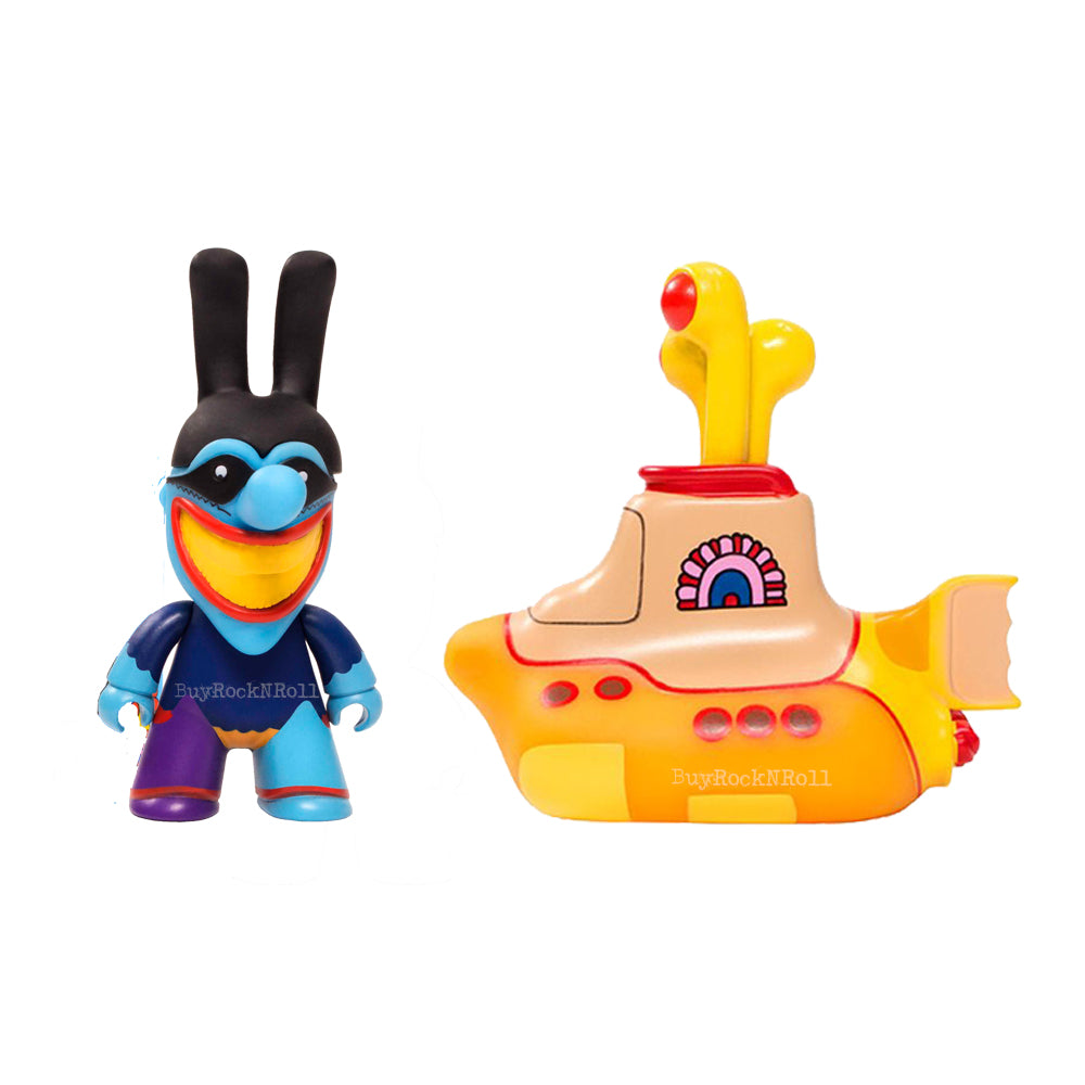 Beatles Titans Yellow Submarine & Blue Meanie 3" Glow In The Dark Figures Set of 2